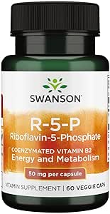 Swanson R-5-P (Riboflavin- 5- Pfosfat) - Vitamin B2 Promoting Energy, Metabolisme & Vision Health - Natural Wellness Formula - (60 Capsules)