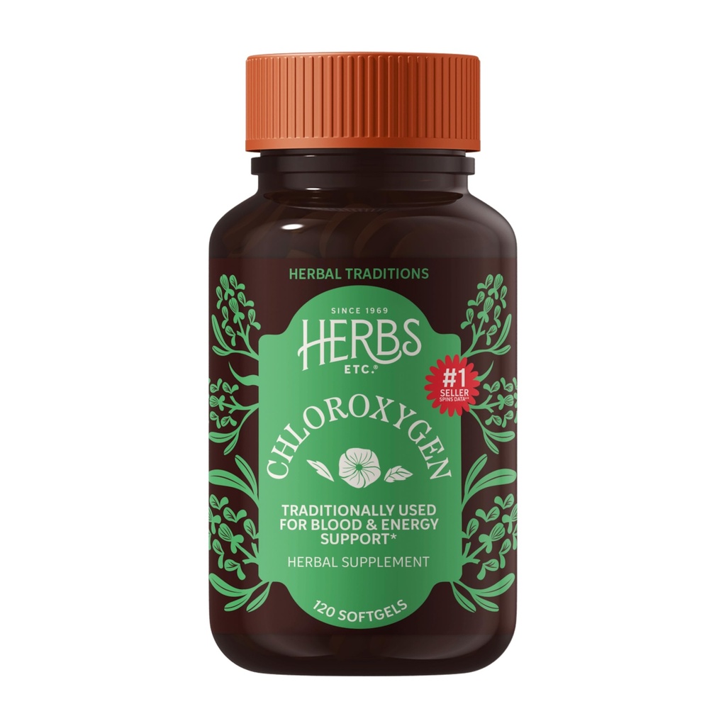 Herbs Etc. Konsentrat Klorophyll Klorophyll - Aids Sehat Darah Sirkulasi - Dukungan Ketinggian Tinggi - Dukungan Energi - 120 Softgeels (120 Hamba)