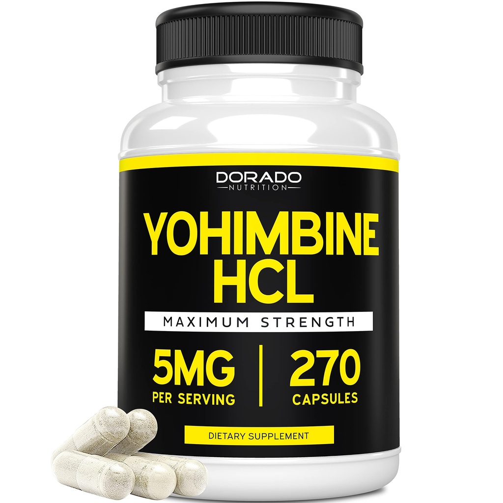 Yohimbine HCL 5mg for Men and Women (270 Capsules) More Enable than Yohimbe Bark Powder - Kualitas Jaminan - Pihak Ketiga Test for Potency & Kemurnian - Vegan, Gluten Free & None-GMO - USA Made