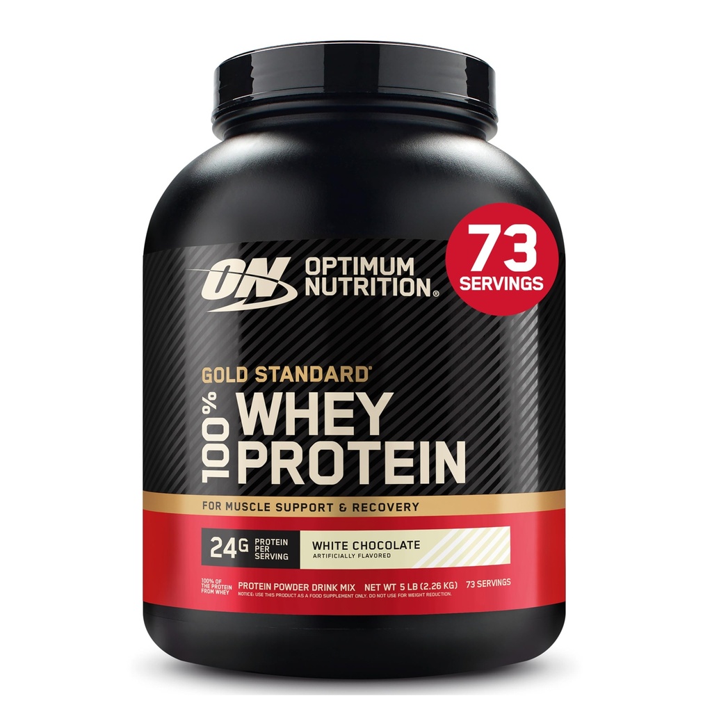 Optimum Nutition Gold Standard 100% Whiy Protein Powder, White Chocolate, 5 Pound (Packaging May Vary)