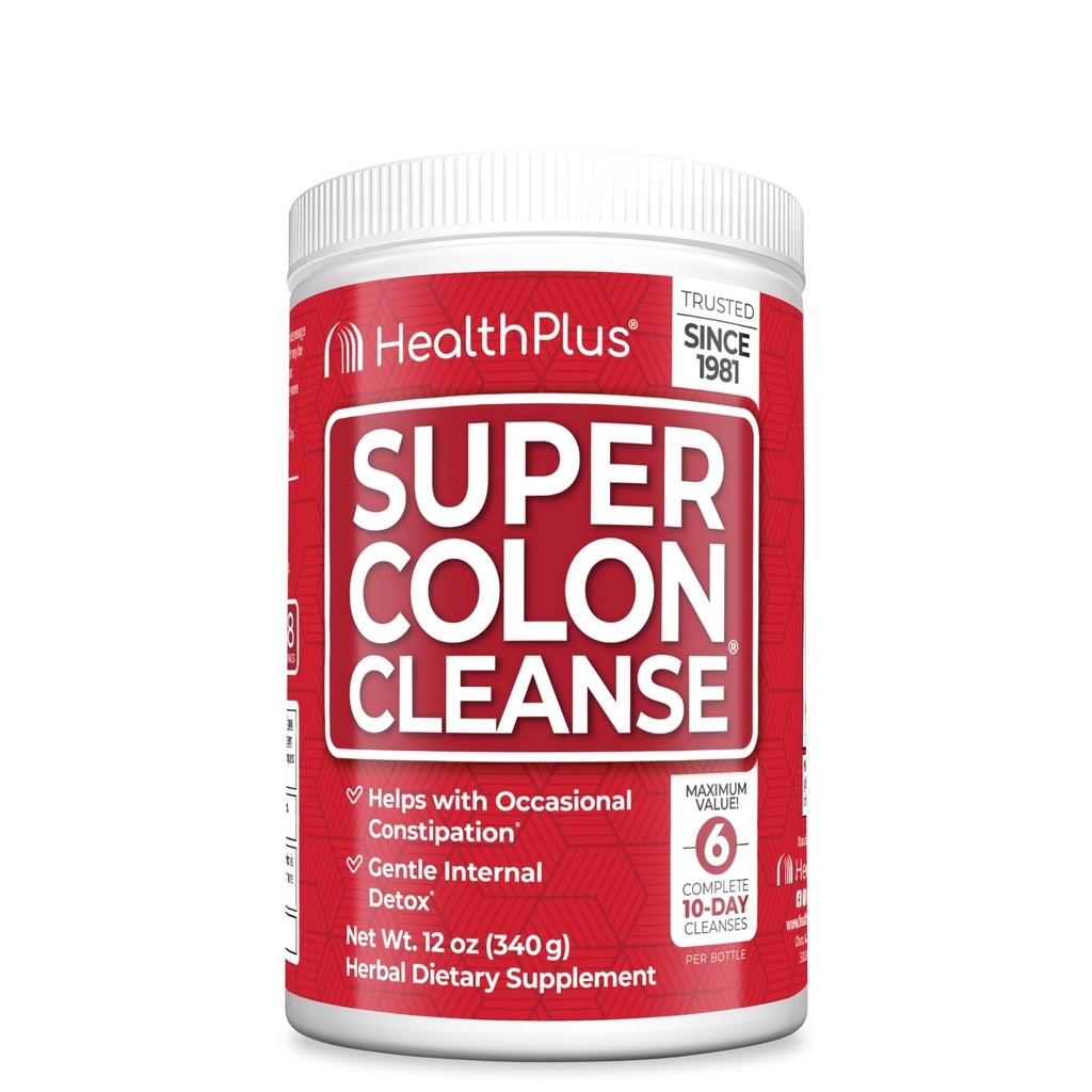 Kesehatan Plus Super Colon Cleanse, 12 oz powder, 68 hamba - Detox Natural, Digetical Constipation Relief, Gentle Gut Cleanse dengan Psyllium Husk & Senna Leaf