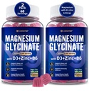 Magnesium Glycinate 500mg / 250mg untuk Remaja Dewasa - ditambah D3, B6 & Zinc - Magnesium Glycinate Gummies, Absorpsi Tinggi - Dukungan untuk Relaxation, Brain, Bone & Imunity Kesehatan - Sugar Free - 120Cts