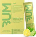 RAW Electrolytes Powder Hidration Drink Mix Packet, Bum Hydrate (Lemon Lime, 20 Pelayan)