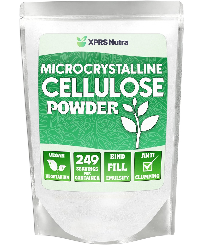 XPRS Nutra Microcrystalline Celluose Powder - Odorless Celluose Fiber Powder - 100% Suplemen Selulosa Murni adalah Firing Impolleble untuk Binder Mix dan Tempel Celluose (1.10 Pounds)