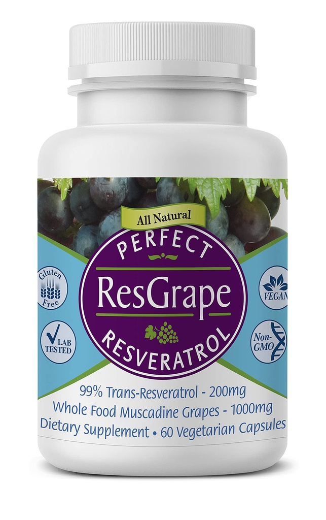Suplemen Sempurna - Resgrape Resveratrol Sempurna - 60 Veggie Capsules - Trans- Resveratrol & Organic Muscadine Grape