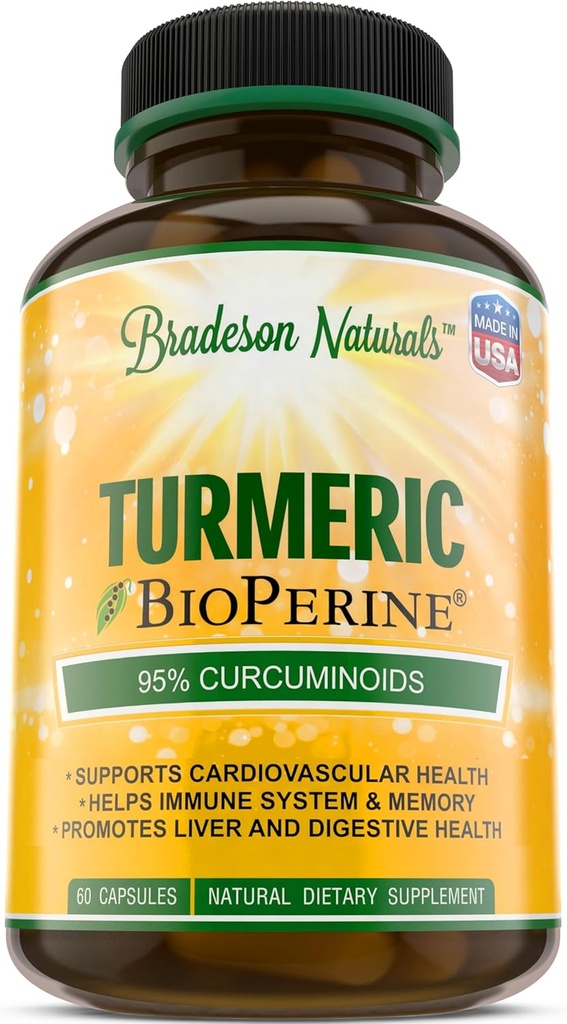 Turmeric Curcumin dengan BioPerine 1500mg - Natural & Healthy Inflammatory Support dengan 95% Standardisasi Curcuminoid untuk Potensi & Absorpsi - 60 Capsules dengan Black Pepper
