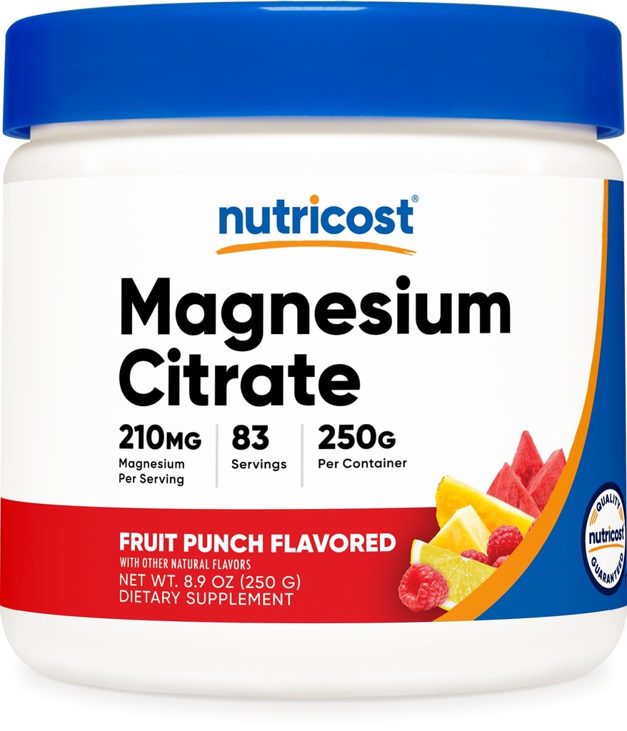 Powder Citrate Magnesium Nutricost (Fruit Punch, 250 Gram)
