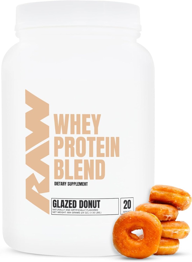Raw Whee Whein Powder Blend, Glazed Donut (20 Pelayan) - Grass- Fed Microfilted Protein Isolasi untuk Perkembangan Muscle & Recovery - Pra & Post Workout Pasokan Nutition Suplemen untuk Pria & Perempuan