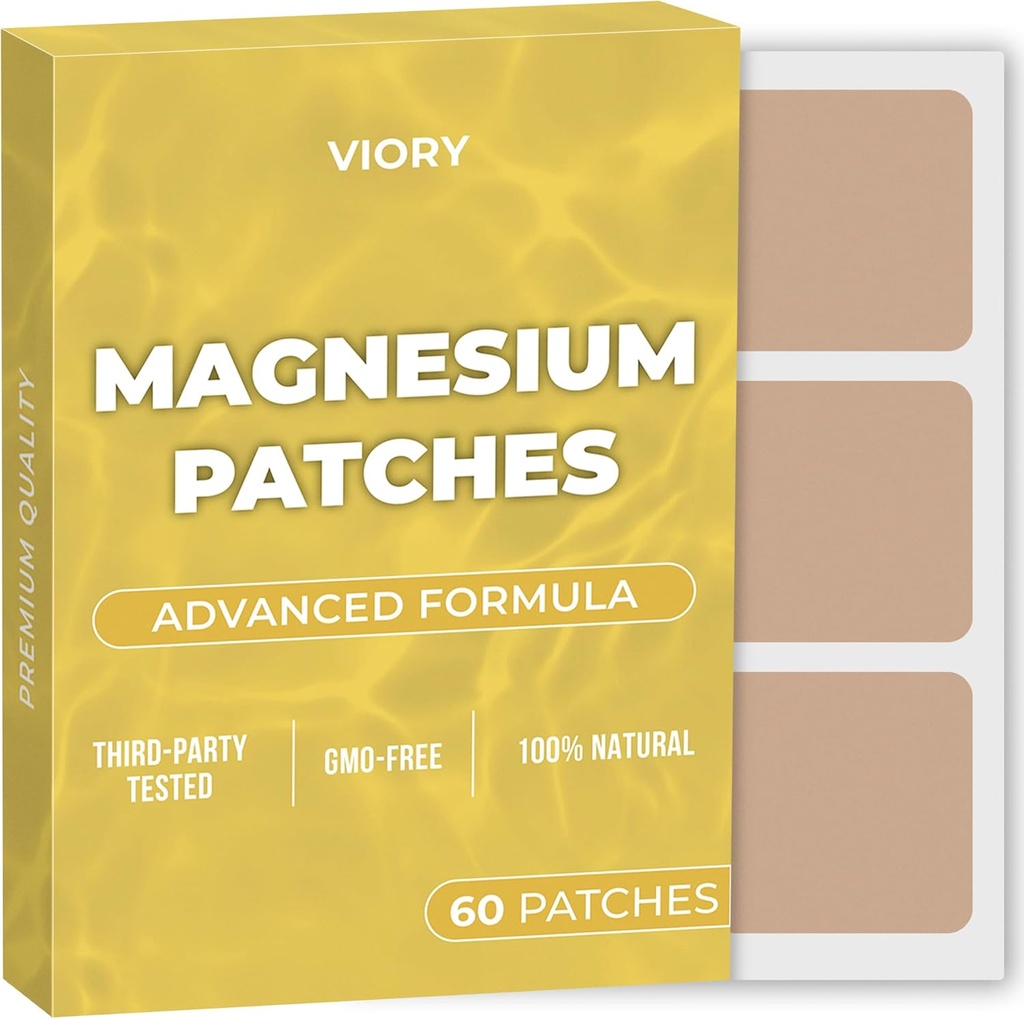 Magnesium Patch (Kemasan 60) - 100% Patch Alam bagi Perempuan dan Pria - dengan Kalsium - Otot dan Tulang Dukungan, Calming - Enhanced Formula