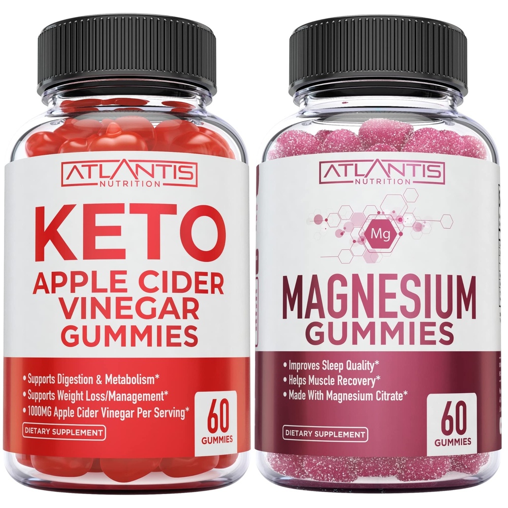 60 Keto Apple Cider Vinegar Gummies Advanced Weight Loses + 60 Magnesium Gummies Formugly dengan 770 MG Magnesium Citrate.