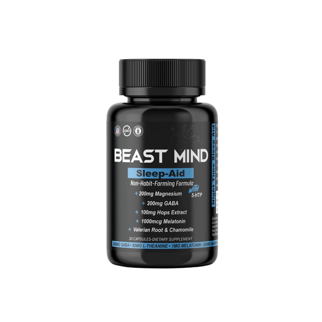 None-Habit Forming Sleep Aid: Wake Up Refreshed - Powerful Formula with Meltonain, GABA, Valerian Root, Chamomile, Magnesium for Restful & Deep Sleep - 30 Capsules