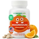 Anak-anak Magnesium Chewable 124; Tasting Agung 124; 300mg Magnesium Suplemen; Vegan, Non GMO dan Gluten Free Magnesium Oxide Suplemen 124; untuk Fungsi Otot 124; 120 Chewables 124; Vitaworks
