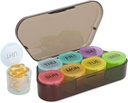 NatureTouch Weekly Pill Organizer, BPA Free Medicine Organizer Rainbow 7 Day Pill Box, Daily Portable Pill Container for Pills / Vitamin / Fish Oil / Suplemen [Versi Terakhir], Hitam