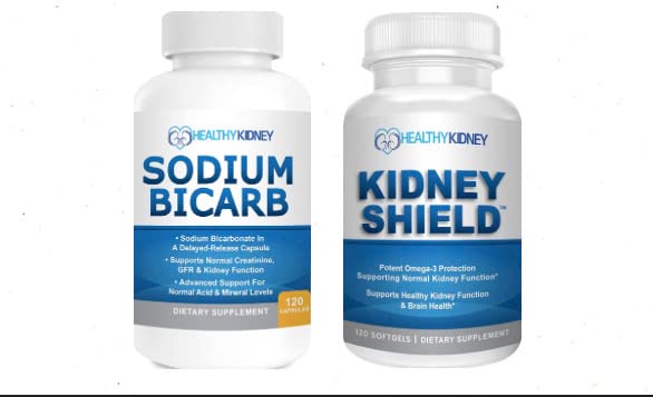 Kidney Shield Omega-3 Fish Oil & sodium Bicarb 2 Bundle Duck Dukung Fungsi Normal Ginjal & Acid Levels