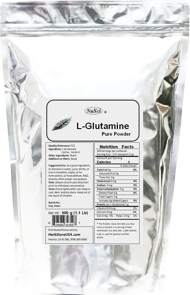 L- Glutamine Powder 500g (1.1 lb) FCC Grade