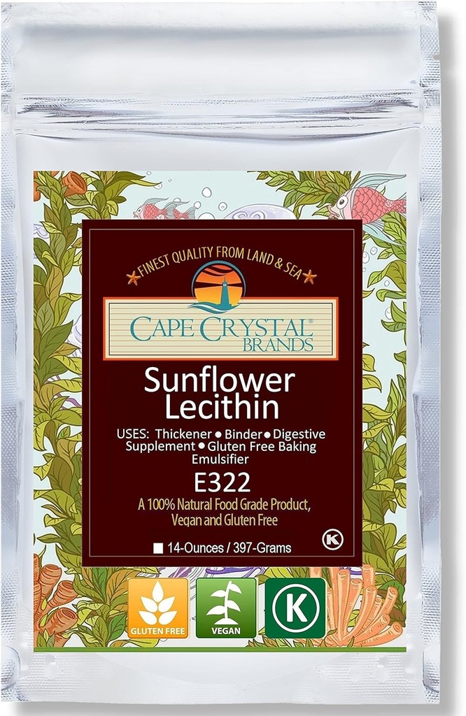 Cape Crystal Sunflower Lecithin Powder, 100% Natural and Gluten-Free.