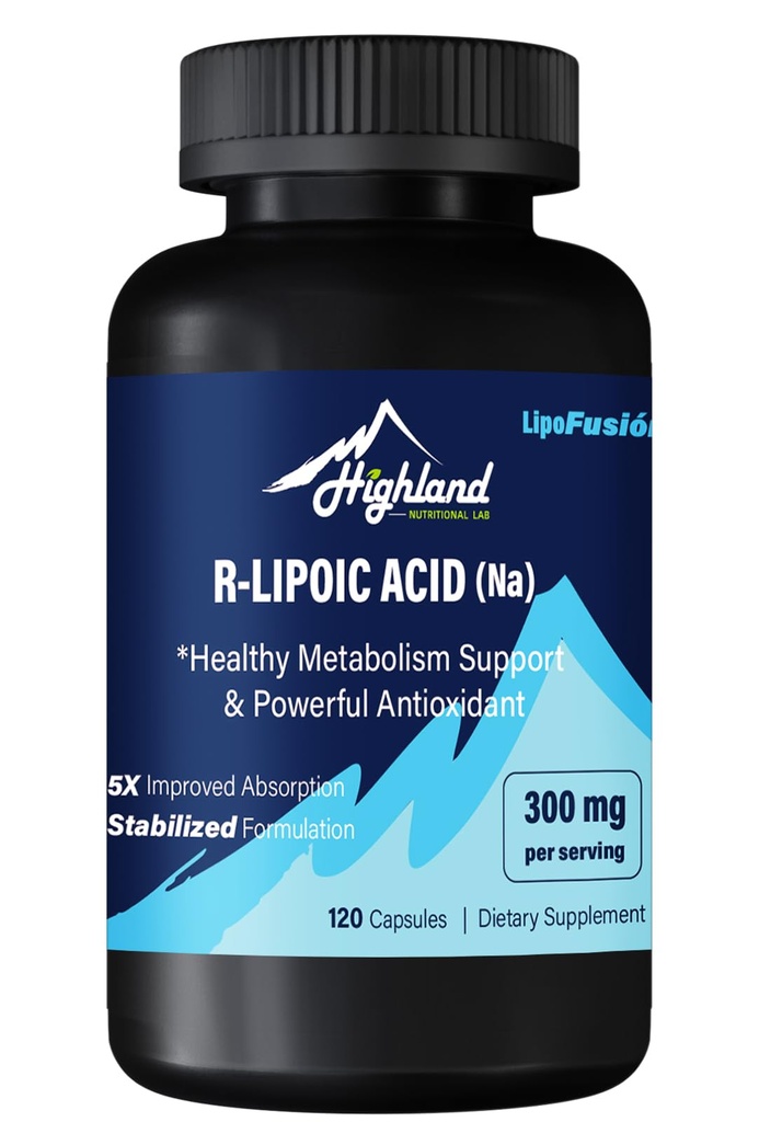 RLipoic Acid (Na) 300mg per Serving, 120 Capsules, hingga 5X Imporestion, Suplemen Nuklir Luar Biasa untuk Dukungan Metabolisme Sehat dan Antioksidants- 1 Botol