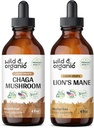 Wild & Organic Chaga Mushroom Ticture 4 fl oz & Lion 's Mane Mushroom Tincture 4 fl oz
