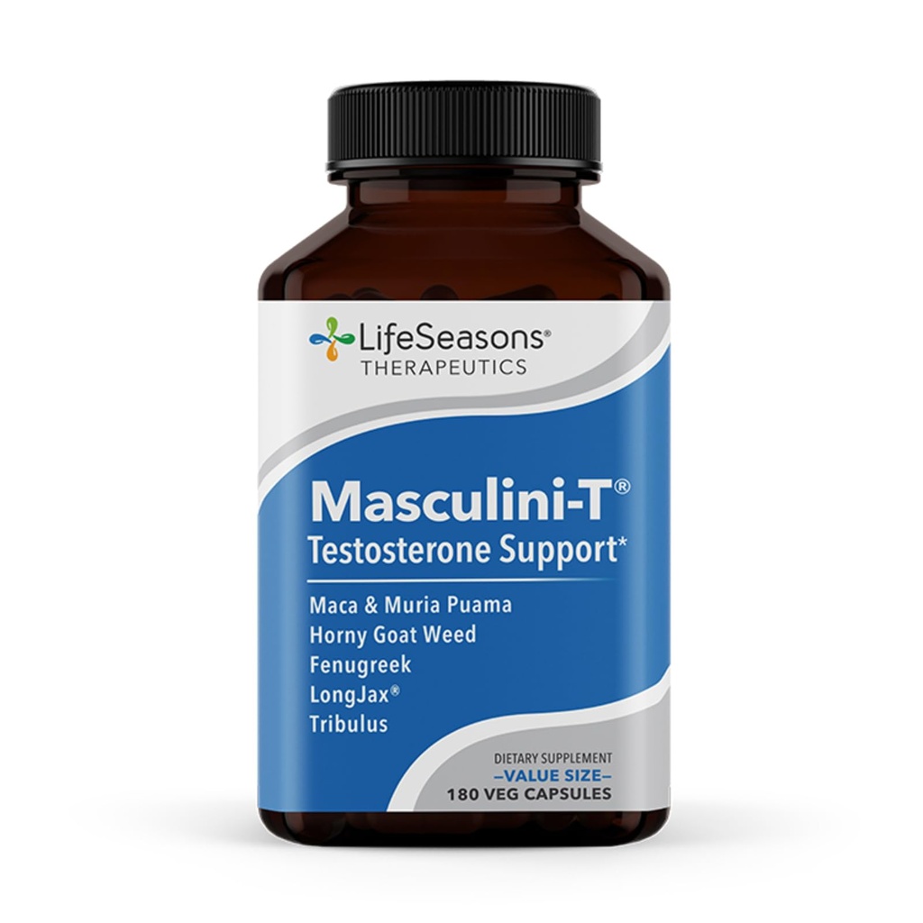 LifeSeasons Masculine- T - Testosteron Supplemen Dukungan - Enhances Mental & Fisik Actial of Seksual and Athletic Performance - Mendukung Fungsi Ekret Normal - Meningkatkan Libido - 180 Capsules