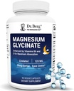 Dr. Berg Magnesium Glycinate dengan Vitamin D & B6 untuk Stress Relief, Tenang, Relaxation, & Good Sleep * - 120 mg Magnesium Bisglycinate Capsules - Absorpsi Tinggi Disated Glycinate - 90 Cap