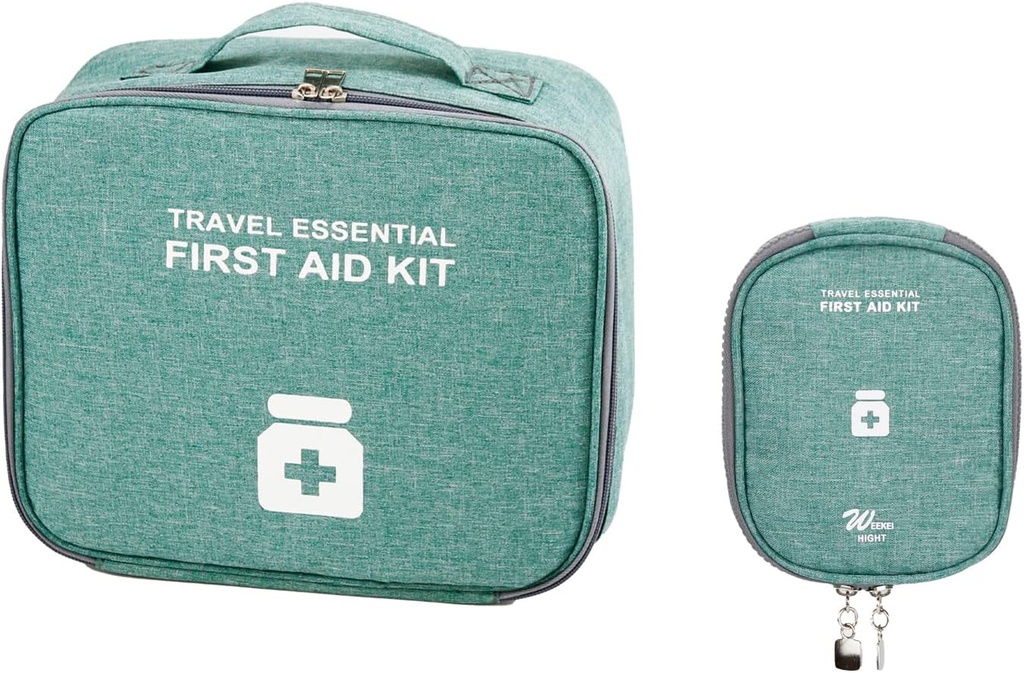 Kotak Bantuan Pertama yang Kosong, Kotak Obat Travel, Kotak Penyelenggara Medis, Portable Kit untuk Traveling, Mobil, Rumah, Camping, Kantor, Hiking, Bagian Luar Hijau (Casionic Green)