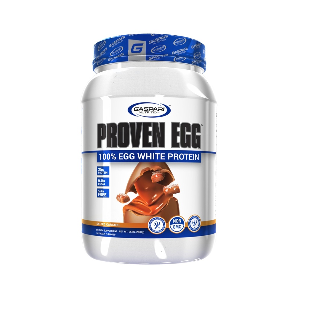 Nutrisi Gaspi Prove Egg, 100% Egg White Protein, 25g Protein, Keto Friend, Dairy dan Laktosa Free, Soy Free (2 pon, Salted Caramel)