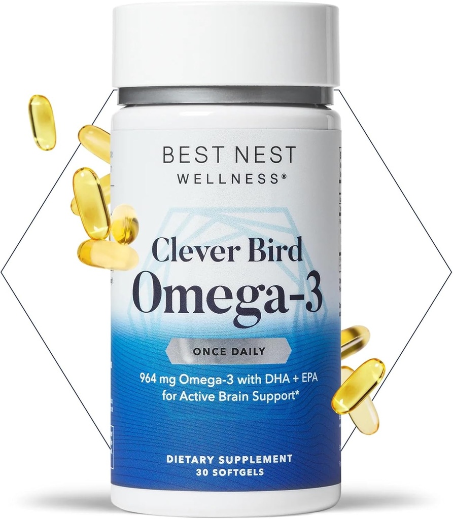 Best Nest Wellness Omega-3 Softgels - Fish Oil Suplement Suplement Supports Brain Health - Nutheronations for Mothers - EPA & DHA Adds Immune System Health - 30 Softgels