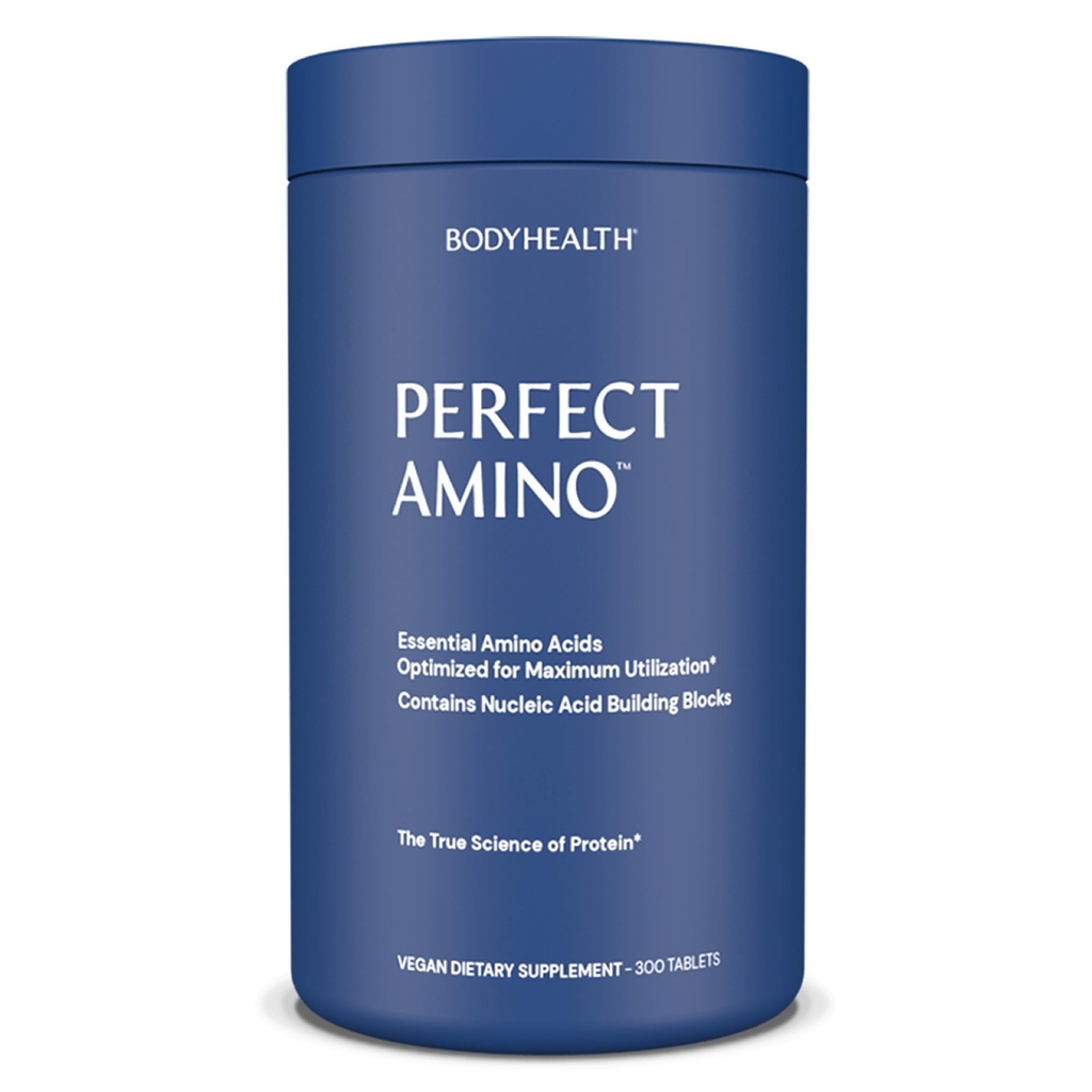 BodyHealth PerfectAmino (300 Tablet) Estial Amino Acid Suplement with BCAA and EAAA, Muscle Recovery, Boost Energy & Stamina, 99% Utilisasi, Vegan Branched Chain Pre / Post Workout