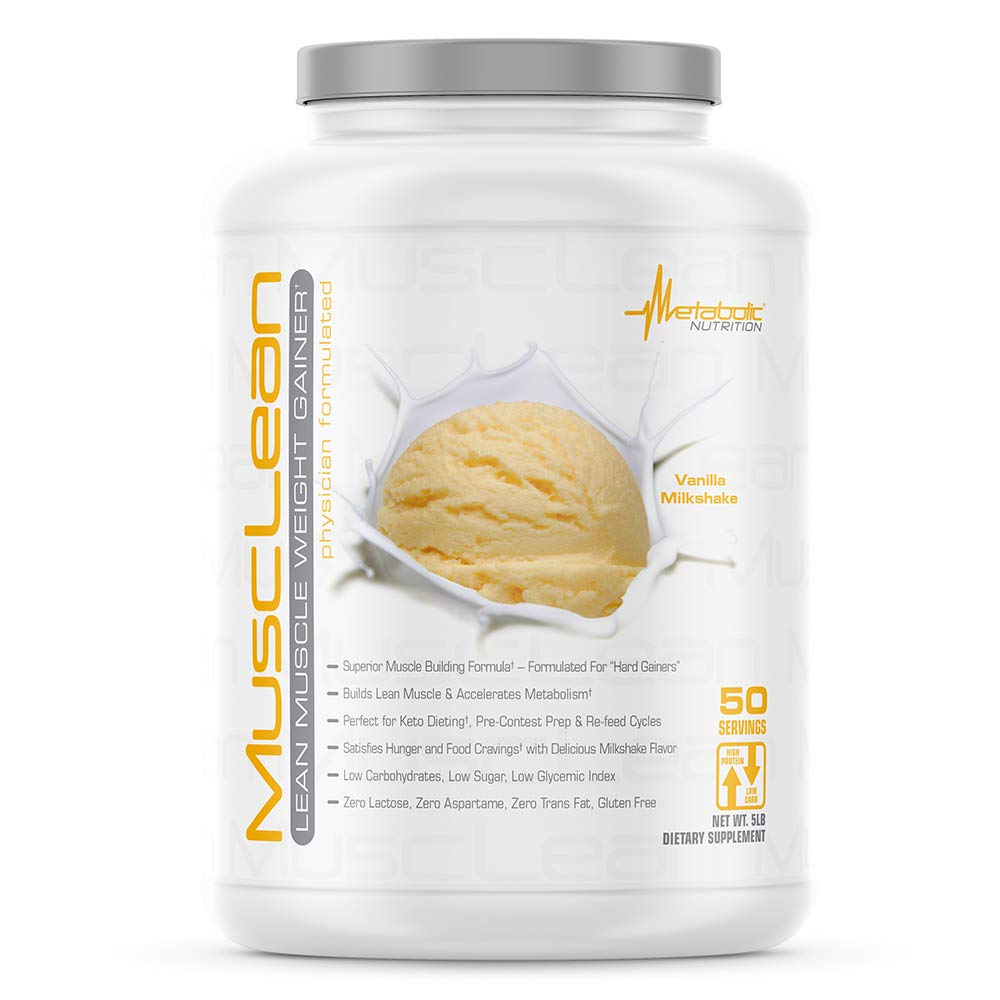 Nuklir Metabolic - Musclean - Milkshake, Whey High Protein Meal Replacement, Maintenance Nutrition, Low Carb, Keto Diet, Digetical Enzymes, Vanilla, 5 Pound (50 ser)