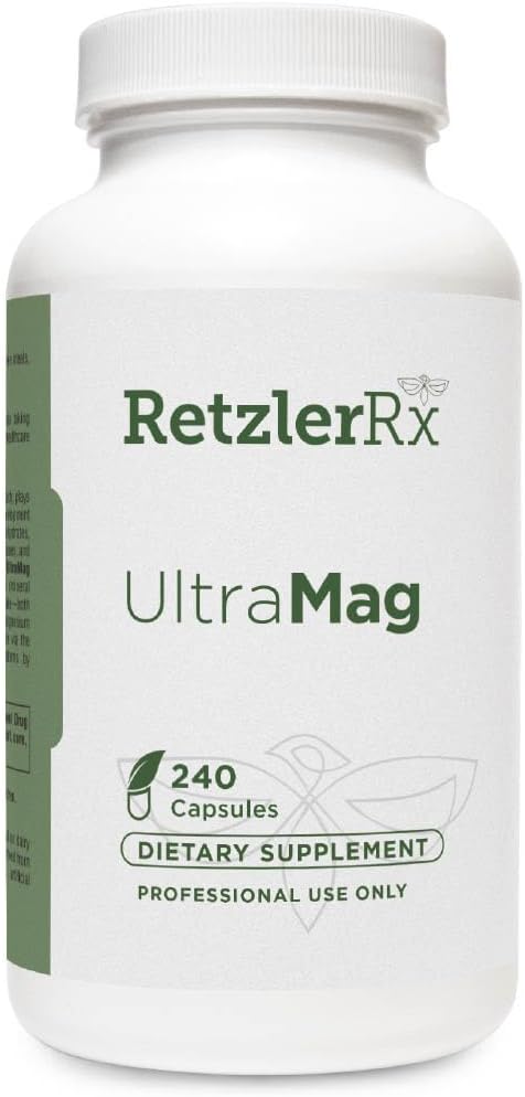 RetzlerRx UltraMag 125 Magnesium Glycinate Suplement - 240 Capsules with Painted TraaCS for Enhanced Absorpsi - Supports Cardiovascular Health, Muscle Fungsi, Bone Health & Provost