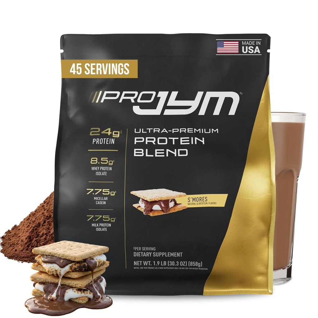Pro JYM S 'Mores Protein Powder - Whey Protein Isolates, Casein, & Milk Protein, Lean Muscle Building for Men & Women, JYM Supppplemen Science, 45 Servis