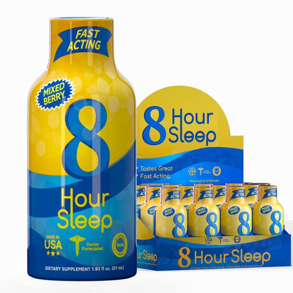 Vitamin Energy 8- Hour Sleep Shot Mixed Berry 12 Pack, Melonatin, 5- HTP, GABA, Valerian, Lavender, Sleep Aid Support, Deep Rest & Relaxation, Zero Sugar, Gluten- Free, Vegan, 1.93 fl oz