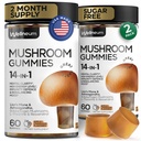 Mushroom Gummies 5000 Mg 120 Pcs (2 Pack) - Lion 's Mane and 9 Adaptogenic Mushroom Blast - Ashwagandha, L- Theanine - Mushroom Gummies for Energy, Immunity, Focus, Brain Boost - No Sugar and GMO
