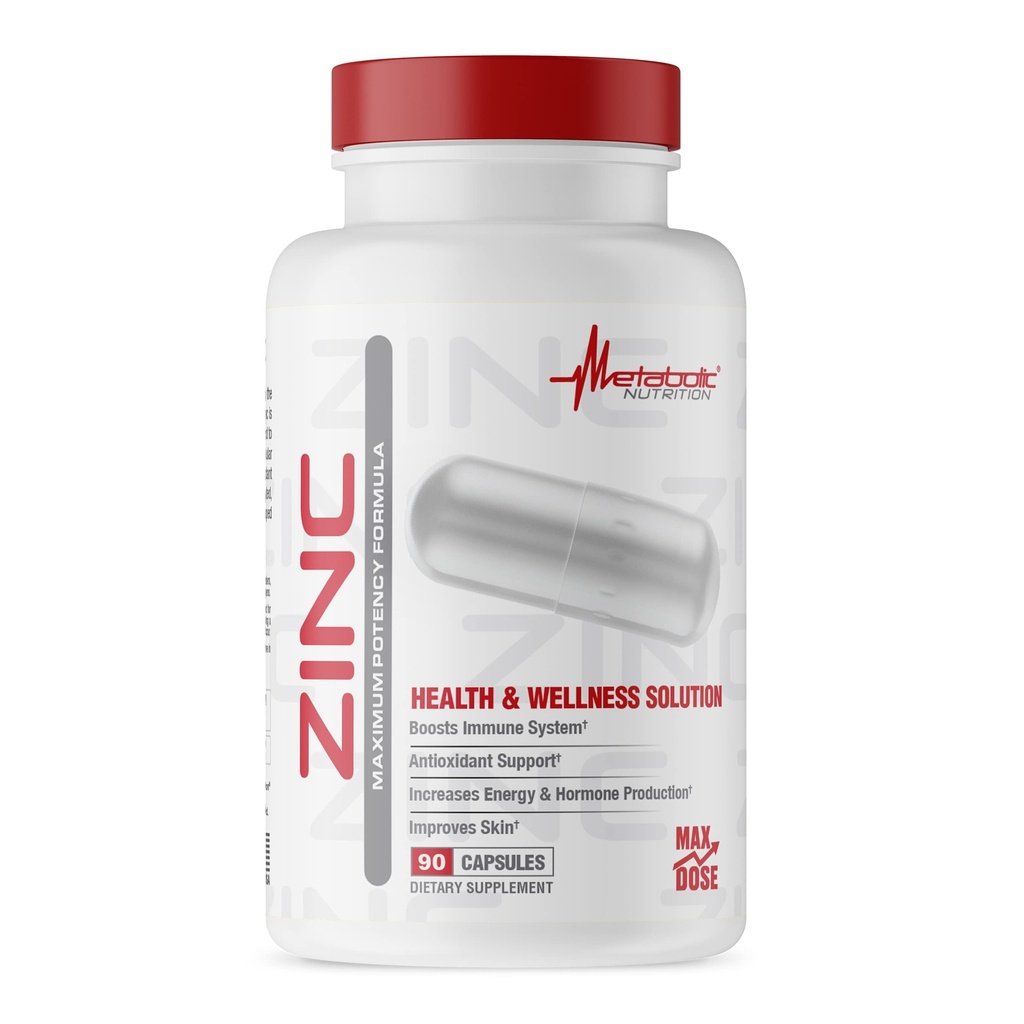 Tambahan Zinc oleh Nutition Metabolic, 75mg, 90 Kapsul Zinc, Mendukung Fungsi Sistem Imune