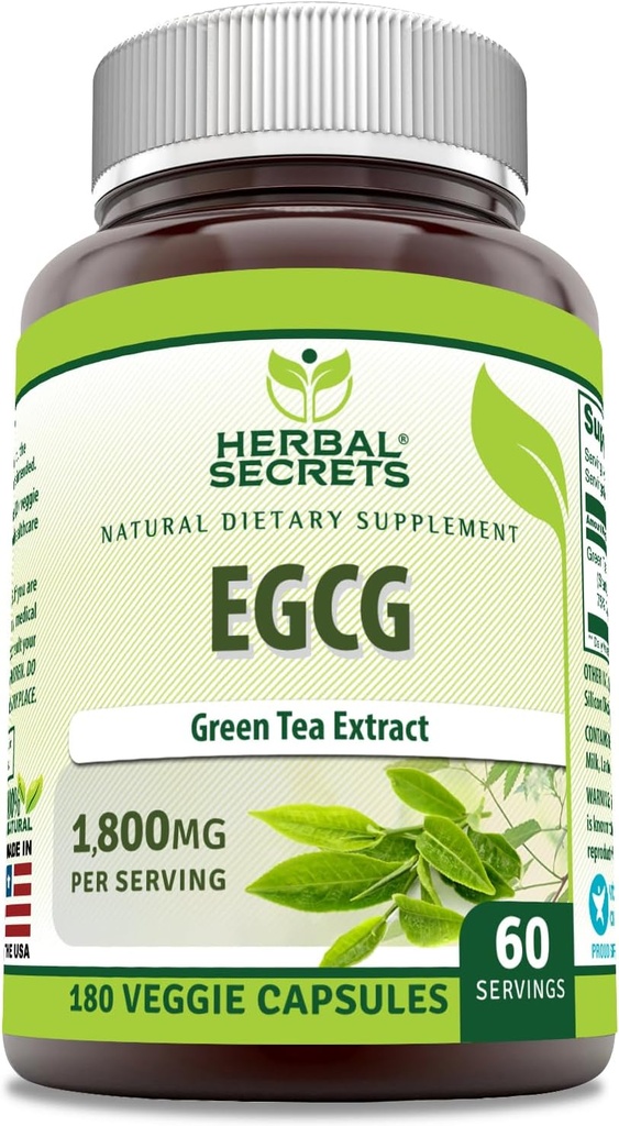 Herbal Secrets EGCG Green Tea Extract 1800 Mg Per Serving 12.4; Veggie Capsules Supplement (1 Pack, 180 Count)