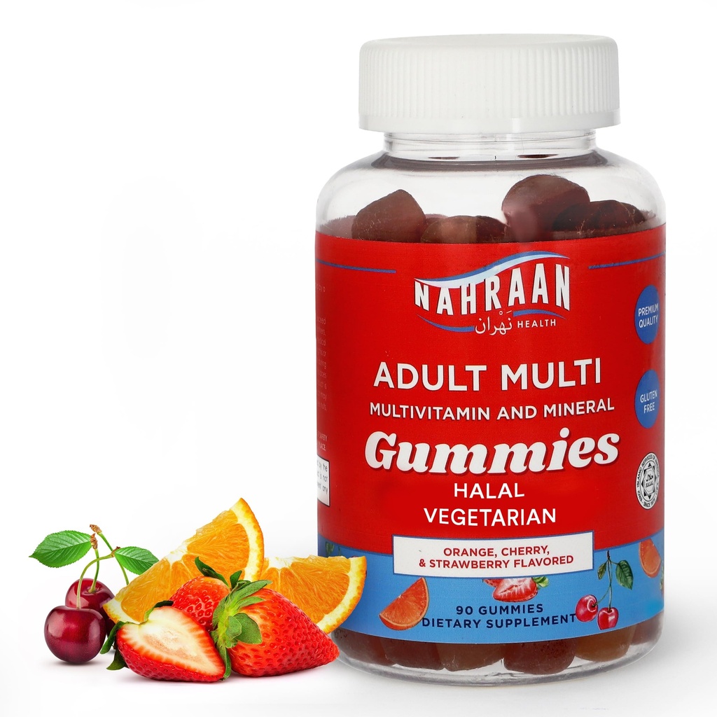 Halal Vitamin untuk orang dewasa - Halal Multivitamin untuk Perempuan & Pria - Vitamin A, C, D, E, B6, B12 - Vegetarian, Halal Gummies - 90 Count
