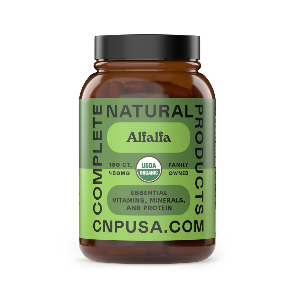 Complete Natural Products Pure Alfalfa Leaf - 100 Kapsul - 450mg of Pure Dry Organic Alfalfa Leaf Powder di Veggie Capsules