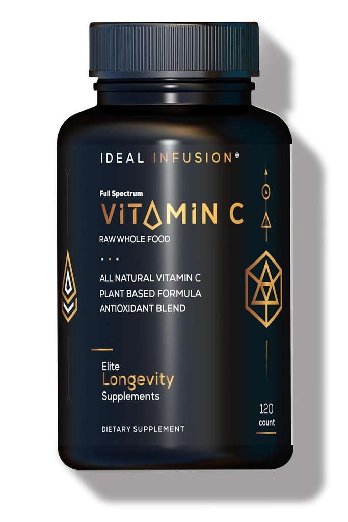 Ideal Infusion Whole Food Vitamin C Complex: 675mg Organic Vitamin C dari Jeruk dan Acerola Berry dengan Natural Food Based Bioflavanoid (60 Servis) Plant Based Vitamin C, Vegan, Non-GMO