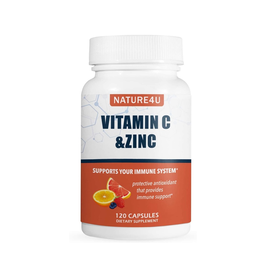 Vitamin C 1000mg dengan Zinc, Rose Hips dan Citrus Bioflavonoid, Suplemen Anti-Oksidan Perlindungan, 120 Kapsul