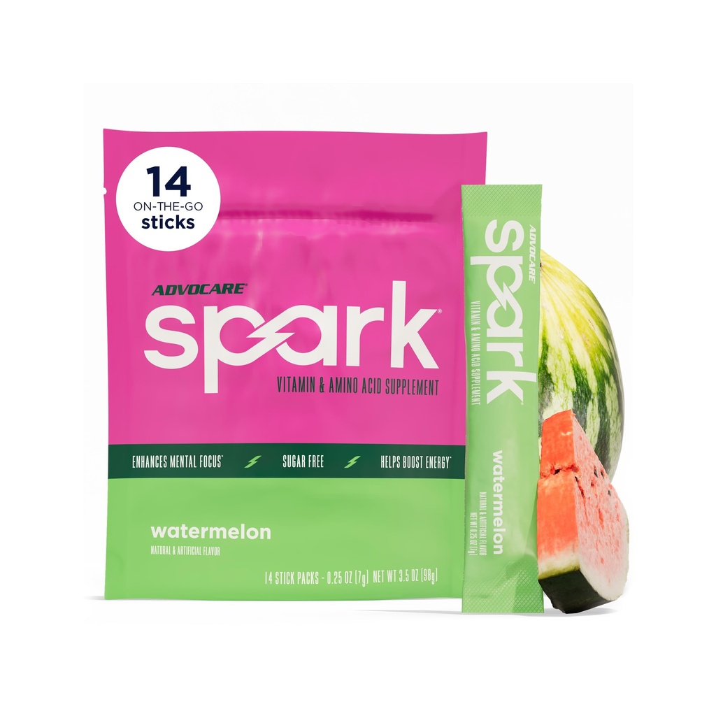 AdvoCare Spark - Energy Drink Mix - Vitamin & Acid Acid Aid & Amino - Mendukung Energi & Fokus * - Dortable Ammune Dukungan * - Sugar- Free - Watermelon, 14 Stick Packs (3.5 oz)