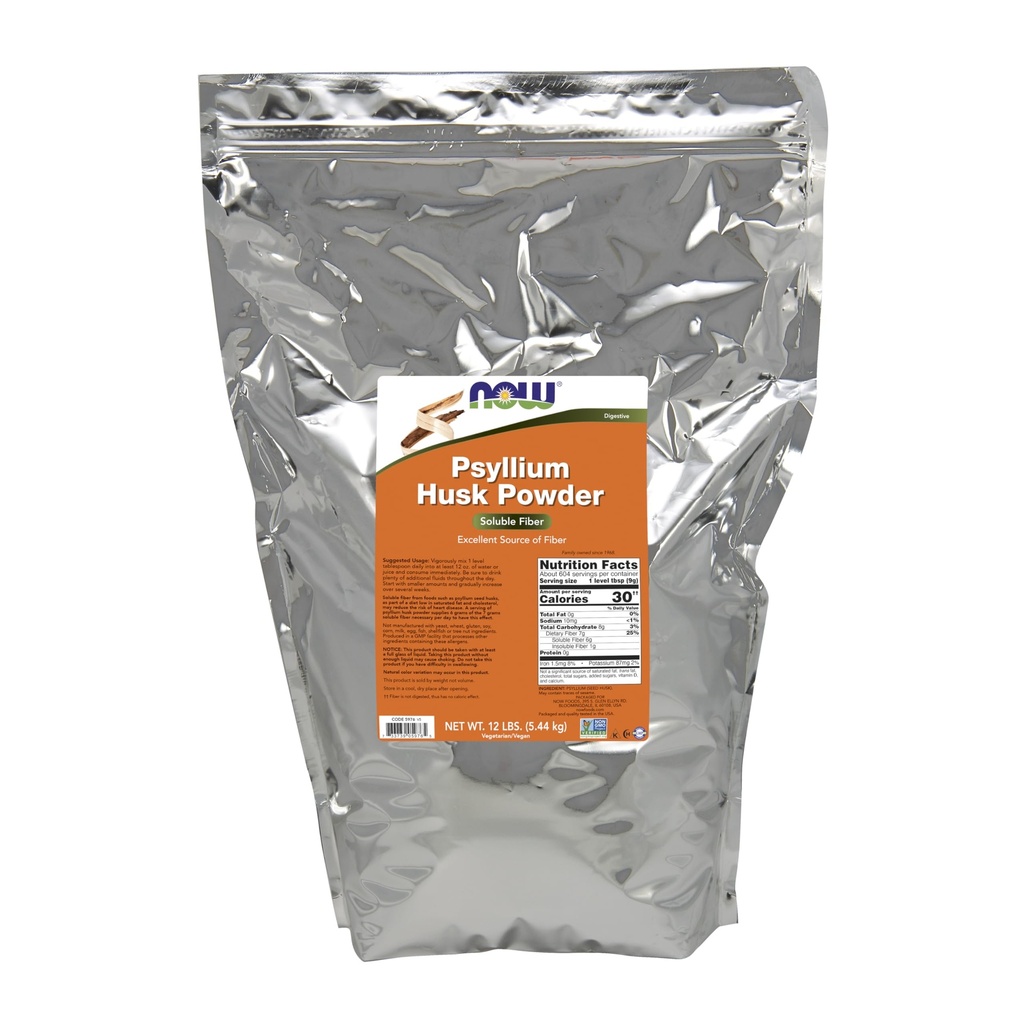 Sekarang Makanan Suplemen, Psyllium Husk Powder, Proyek Non- GMO Diverifikasi, Soluble Fiber, 12- Pound