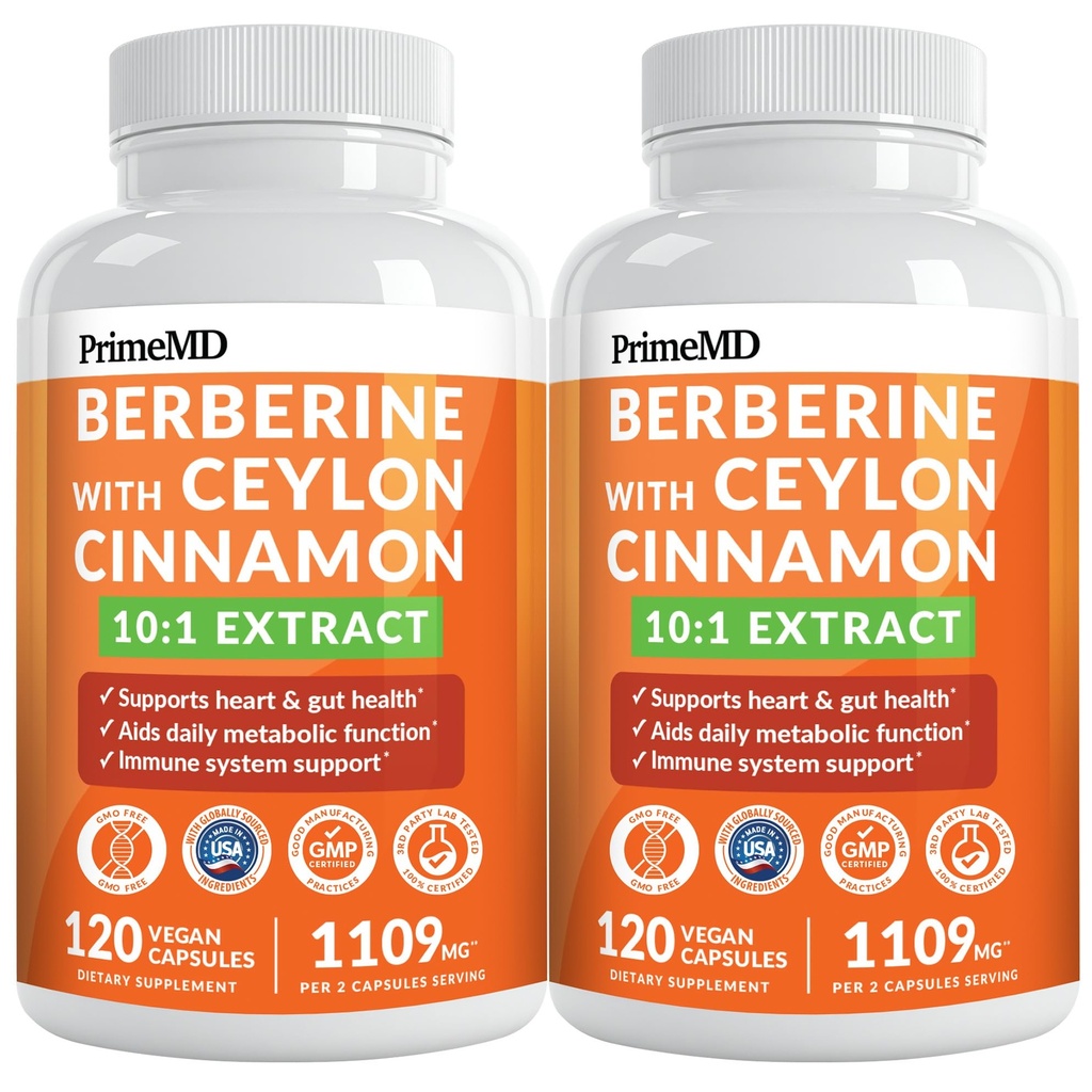21-in- 1 Tambahan Berberine dengan Cinnamon Ceylon dengan Chromium, Bitter Melon dan Green Tea Extract dan Pepper Hitam Ekstrak 5X untuk Energi & Metabolisme Dukungan dengan 5279 mg (120 ct, Pack of 2)