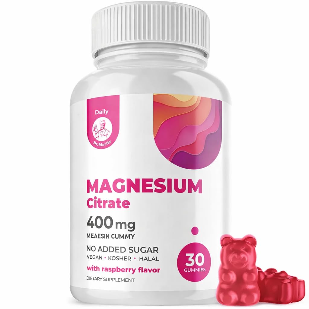 DR. MORITZ Magnesium Gummies for Dewasa - Sugar-Free Calm Magnesium Gummies - Raspberry Flavor - Non-GMO, 400 mg (30 Count)