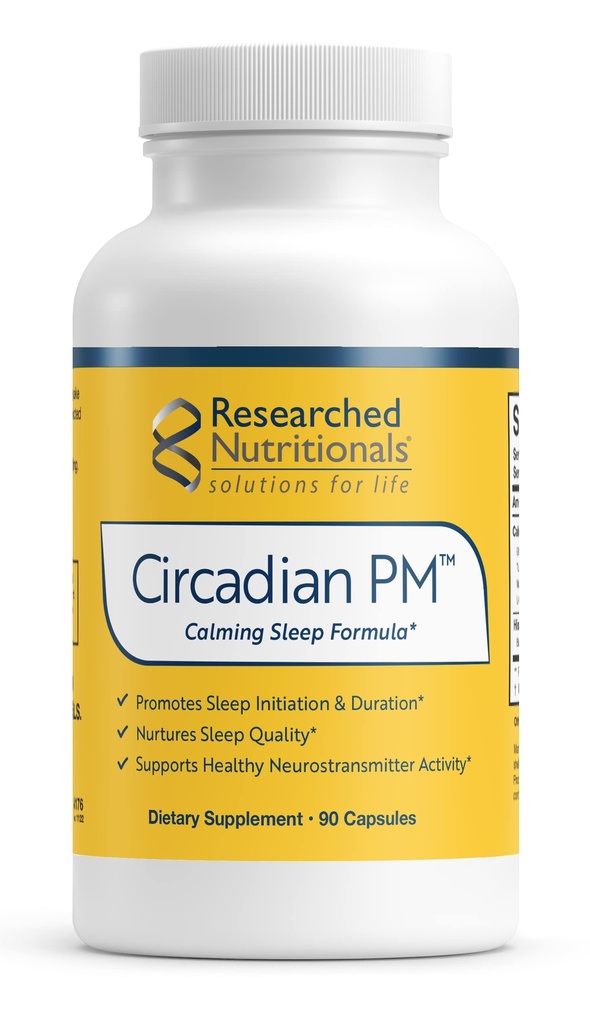 Diinvestigasikan Nutronionals Circadian PM - Memroses a Healthy Nervous System, Histamine Response & Peatious Nights with L Theanine, 5 HTP, Valerian Root & GABA Suplemen (90 Capsules)