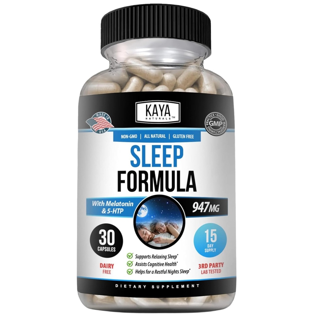 Kaya supremal - Sleep Dukung Formula dengan Melonatonin - Bantuan Bantuan Vitamin - Sleep Stress dan Mood Dukungan - L- Tryptophan, Passion Flower, Ashwagandha dan More (30 Count)
