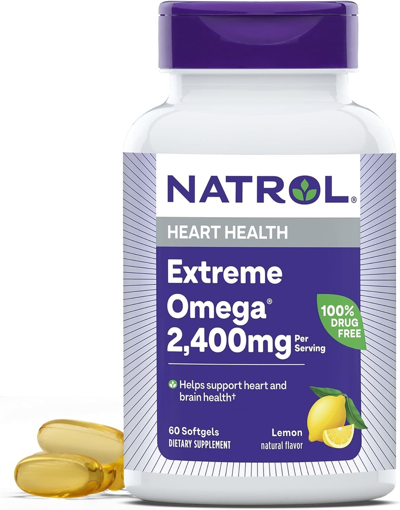 Natrol, Omega-3 Extreme Softgels, Heart Health Dieter Suplemen, 60 Count