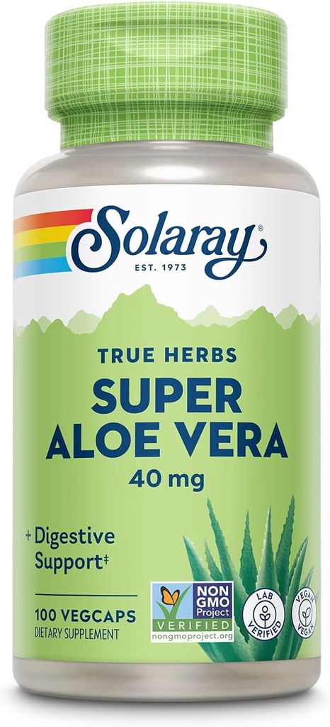 SOLARAY Super Aloe Vera Gel 8000mg 124; Secara alami Occurring Acids Amino, Vitamin, Mineral, Enzymes & Antioksidants for Healthy Diatoling Support 124; 100 CT