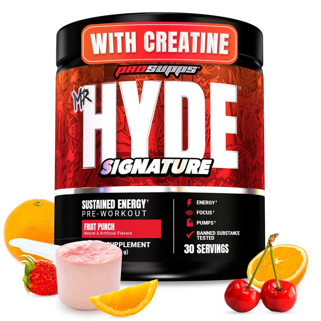 PROSUPPS Mr. Hyde Signature Pre Workout Powder with Creatine, Beta Alanine & Caffeine - Performance, Energy & durance - Clean Fitness & Gym Supplemen for Men & Women (Fruth Punch, 30 Servings)