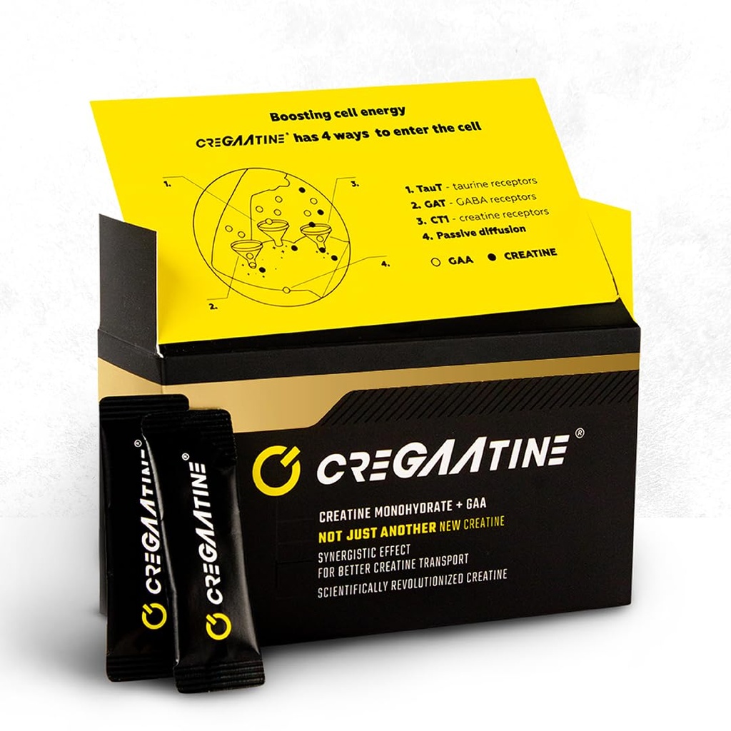 Mikronized Creatine Monohydrate + GAA 124; Increase Strength, No Water Retention 124; Boosts Memory & Focus 124- Serve Packets = 124; 60 Sachets, 30 Servings 124; (Sachets, Unflashets)