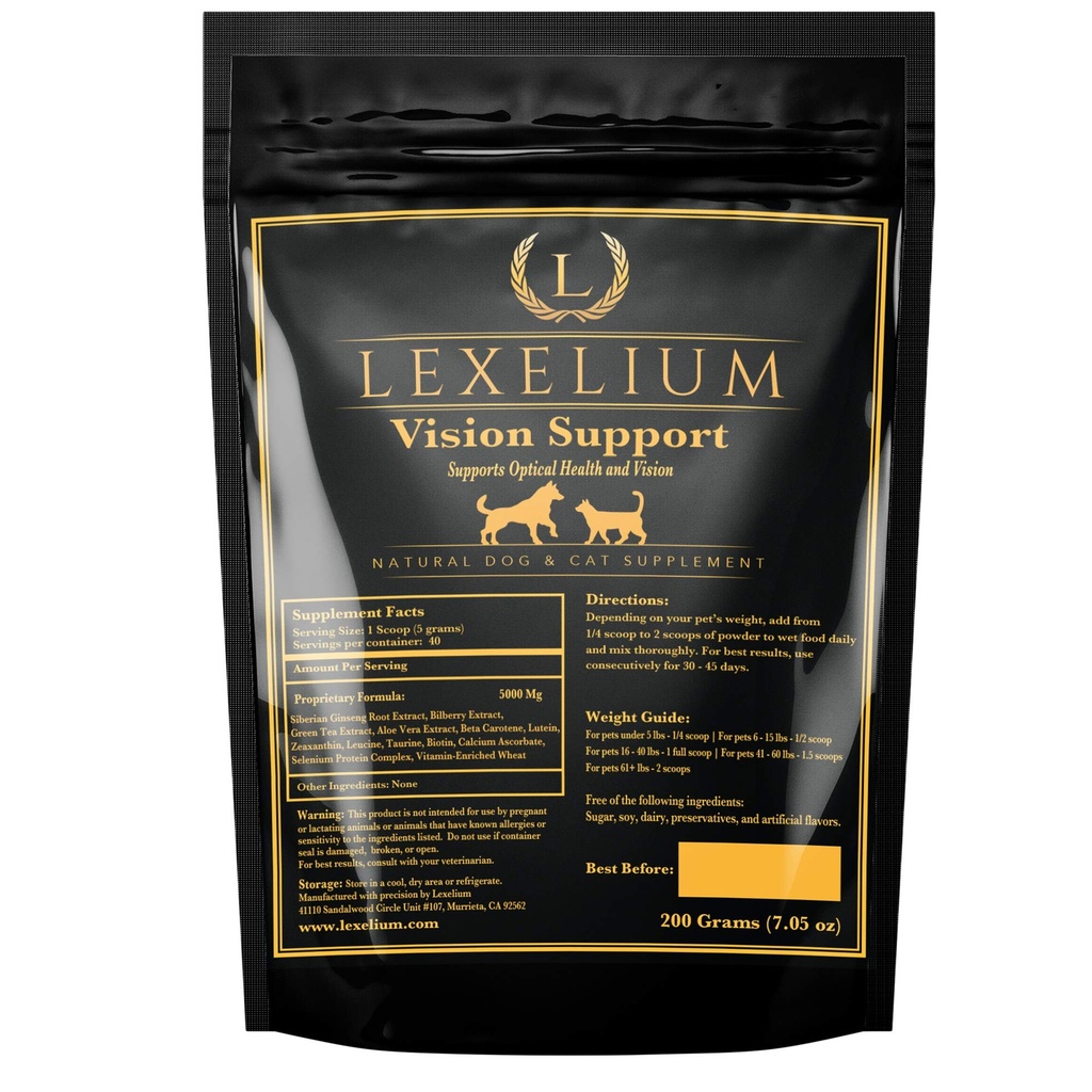 Dukungan Vision & Eye Seight Tambahan untuk Dogs and Cats - Dihiasi dengan Alaxanthin, Bilberry, Lutein, dan Beta Carotene - 200 Grams